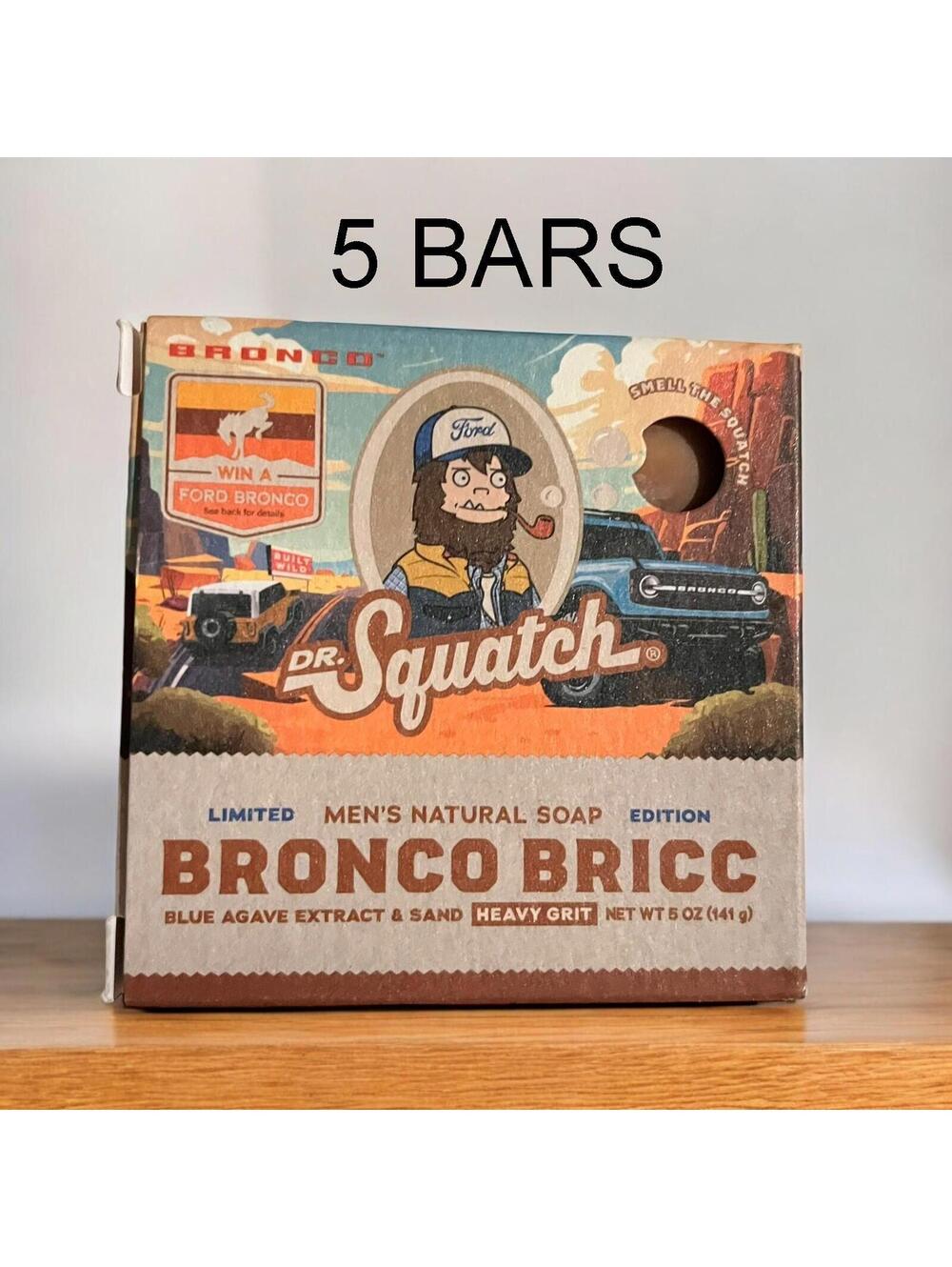 (5 Pack) Dr. Squatch BRONCO BRICC Soap Bar LIMITED EDITION Heavy Grit 5 oz
